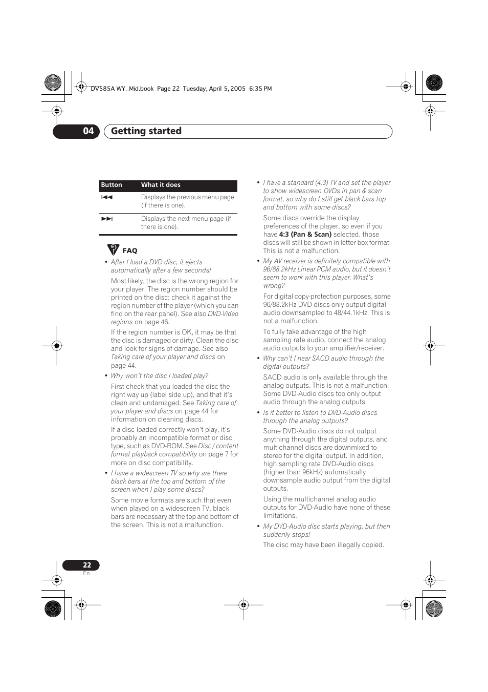 Getting started 04 | Pioneer DV-585A-s User Manual | Page 22 / 56