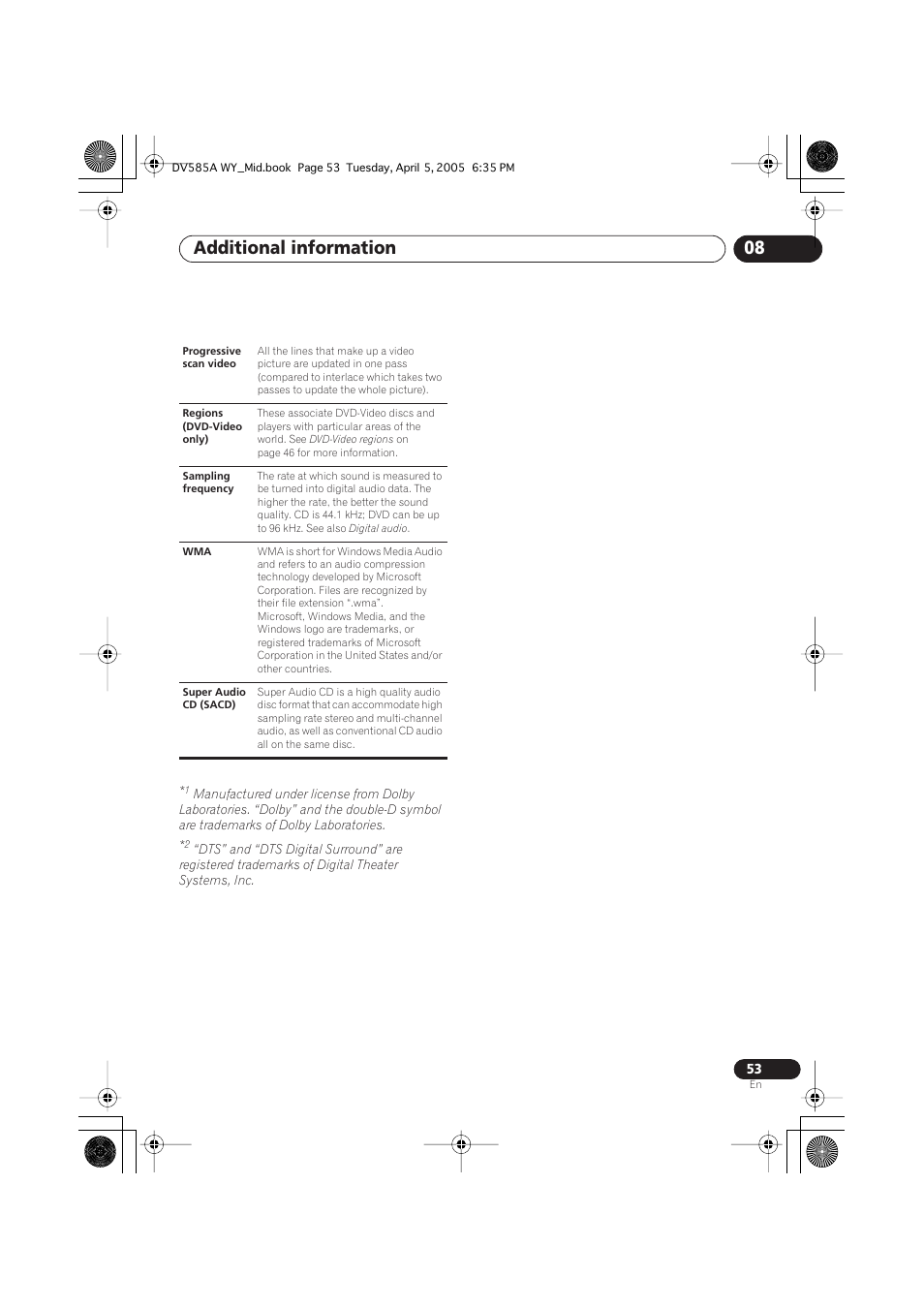 Additional information 08 | Pioneer DV-585A-s User Manual | Page 53 / 56