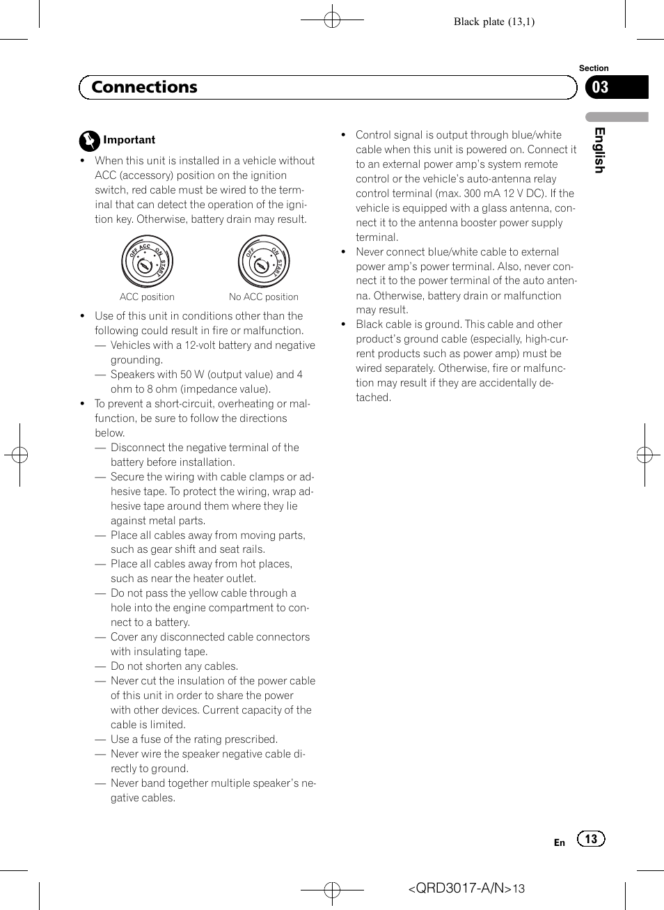 Connections, Qrd3017-a/n, English | Pioneer Super Tuner III D DEH-1150MPG User Manual | Page 13 / 96