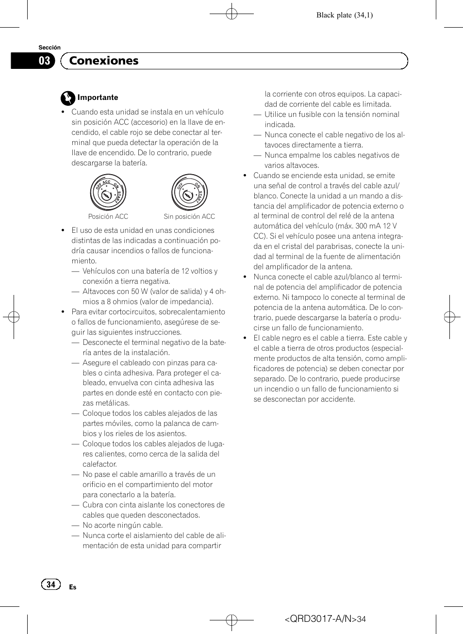 Conexiones, Qrd3017-a/n | Pioneer Super Tuner III D DEH-1150MPG User Manual | Page 34 / 96