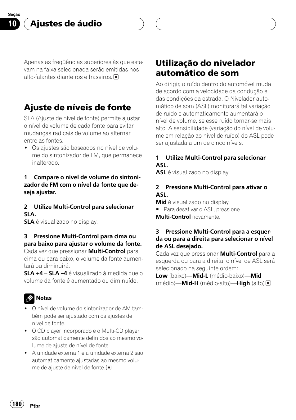 Ajuste de níveis de fonte 180, Utilização do nivelador automático de, Som 180 | Ajuste de níveis de fonte, Utilização do nivelador automático de som, Ajustes de áudio | Pioneer DEH-P7750MP User Manual | Page 180 / 197