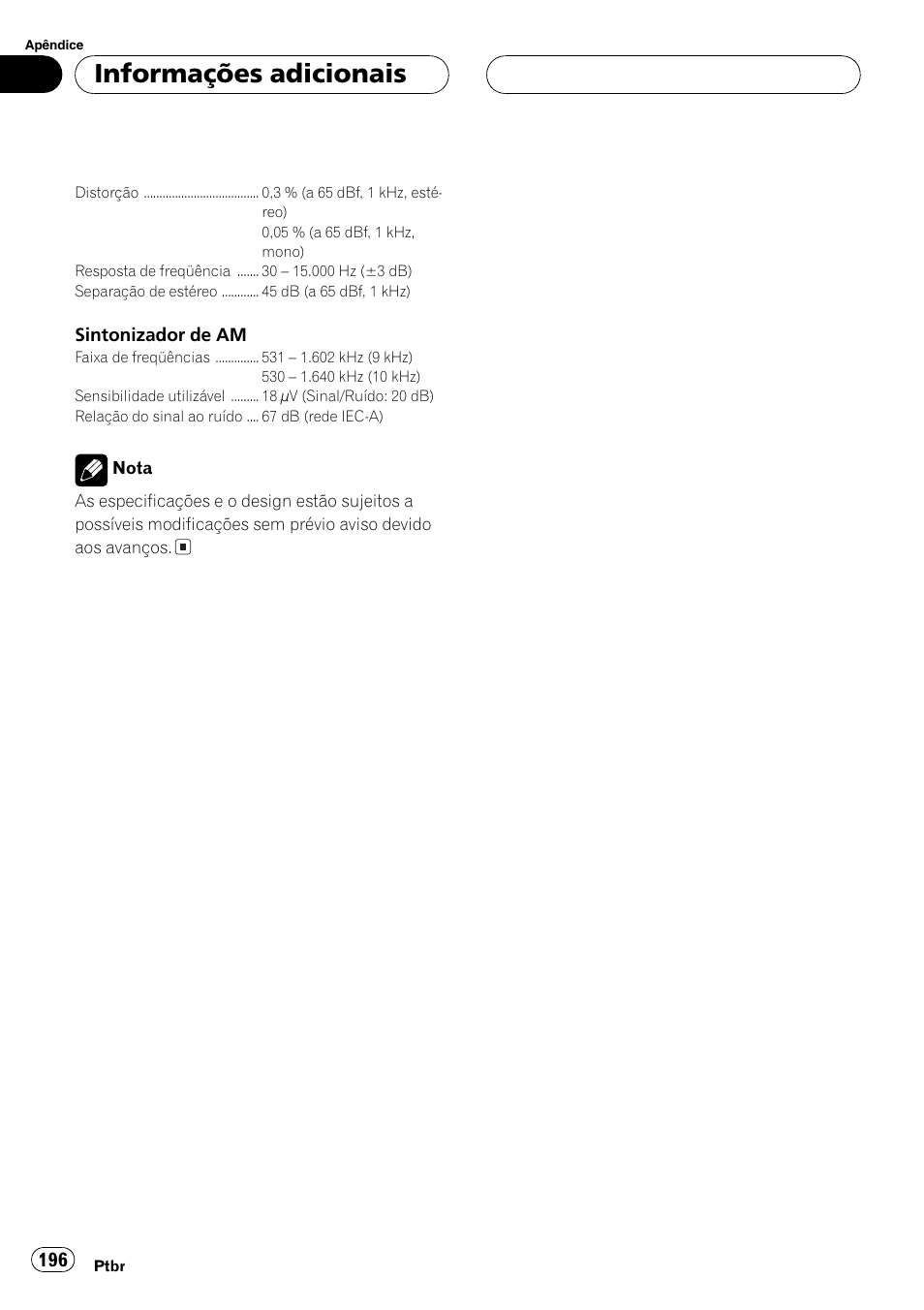 Informações adicionais | Pioneer DEH-P7750MP User Manual | Page 196 / 197