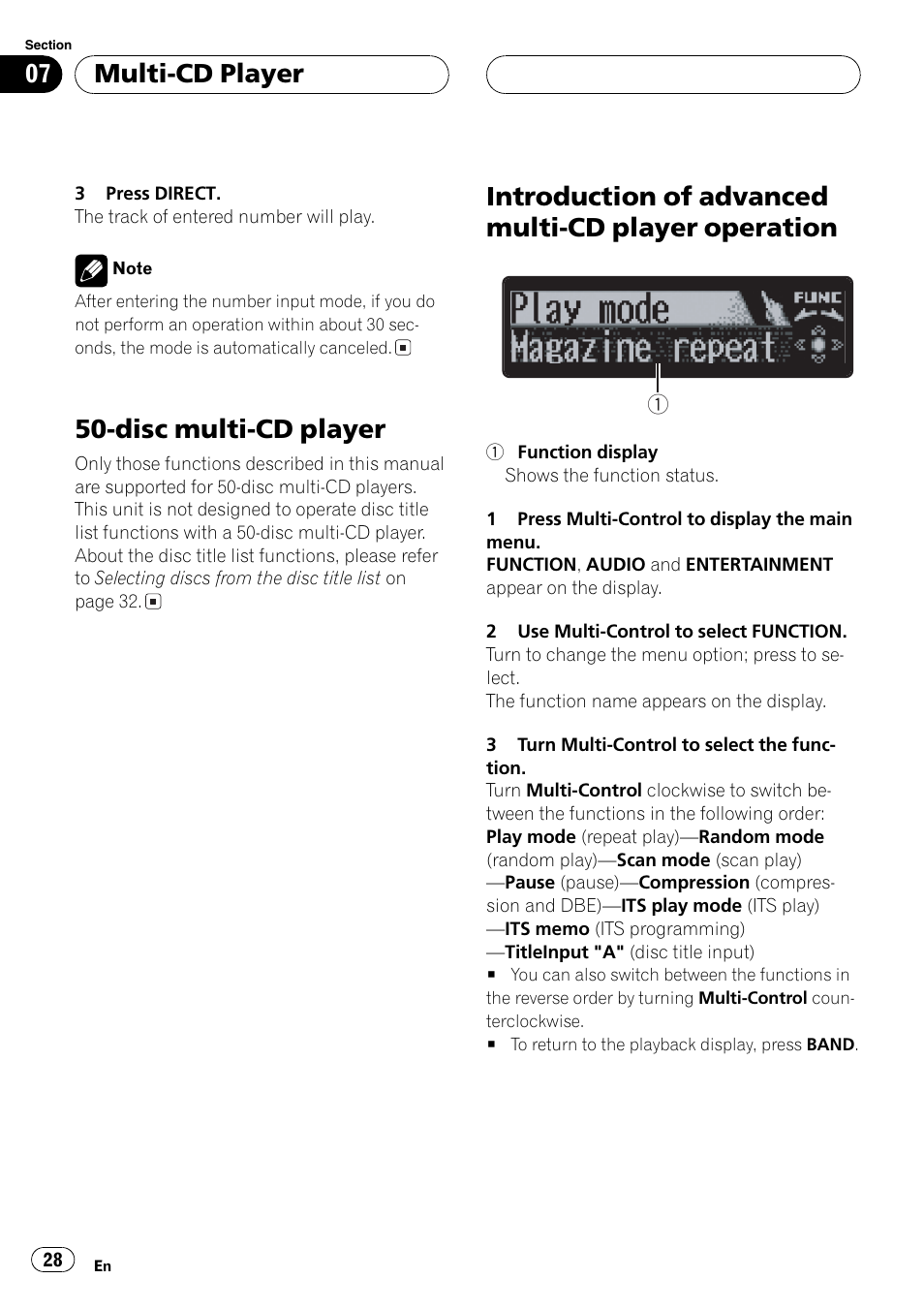 Operation 28, Disc multi-cd player, Introduction of advanced multi-cd player operation | Multi-cd player | Pioneer DEH-P7750MP User Manual | Page 28 / 197