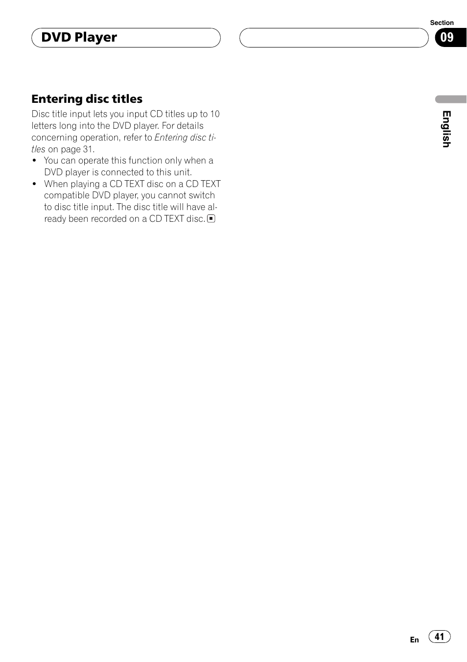Entering disc titles 41, Dvd player | Pioneer DEH-P7750MP User Manual | Page 41 / 197