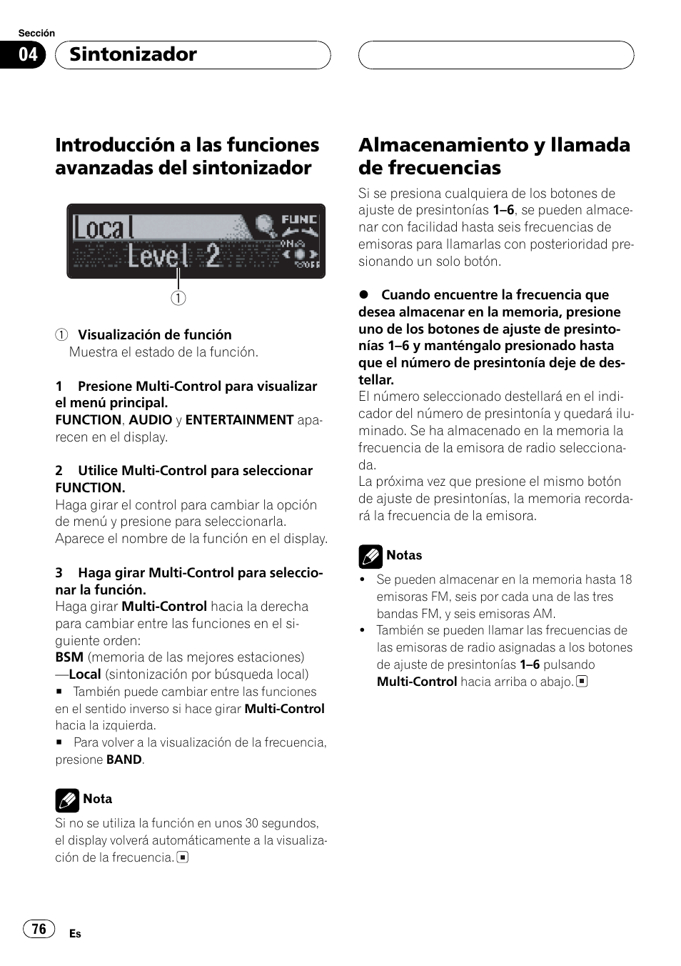 Introducción a las funciones avanzadas del, Sintonizador 76, Almacenamiento y llamada de | Frecuencias 76, Almacenamiento y llamada de frecuencias, Sintonizador | Pioneer DEH-P7750MP User Manual | Page 76 / 197