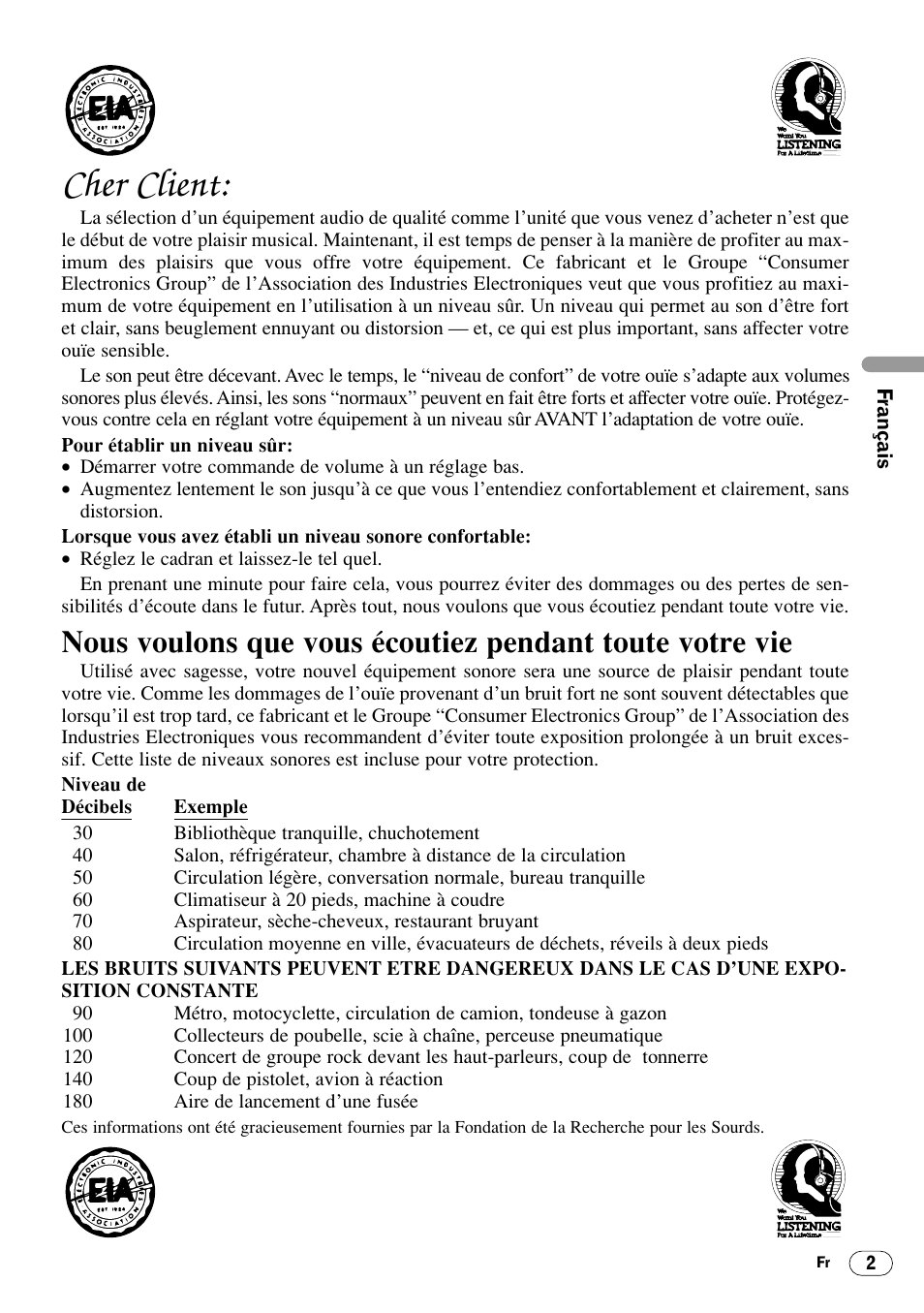 Avant de commencer, Cher client 2, Cher client | Pioneer DEH-14 User Manual | Page 19 / 52