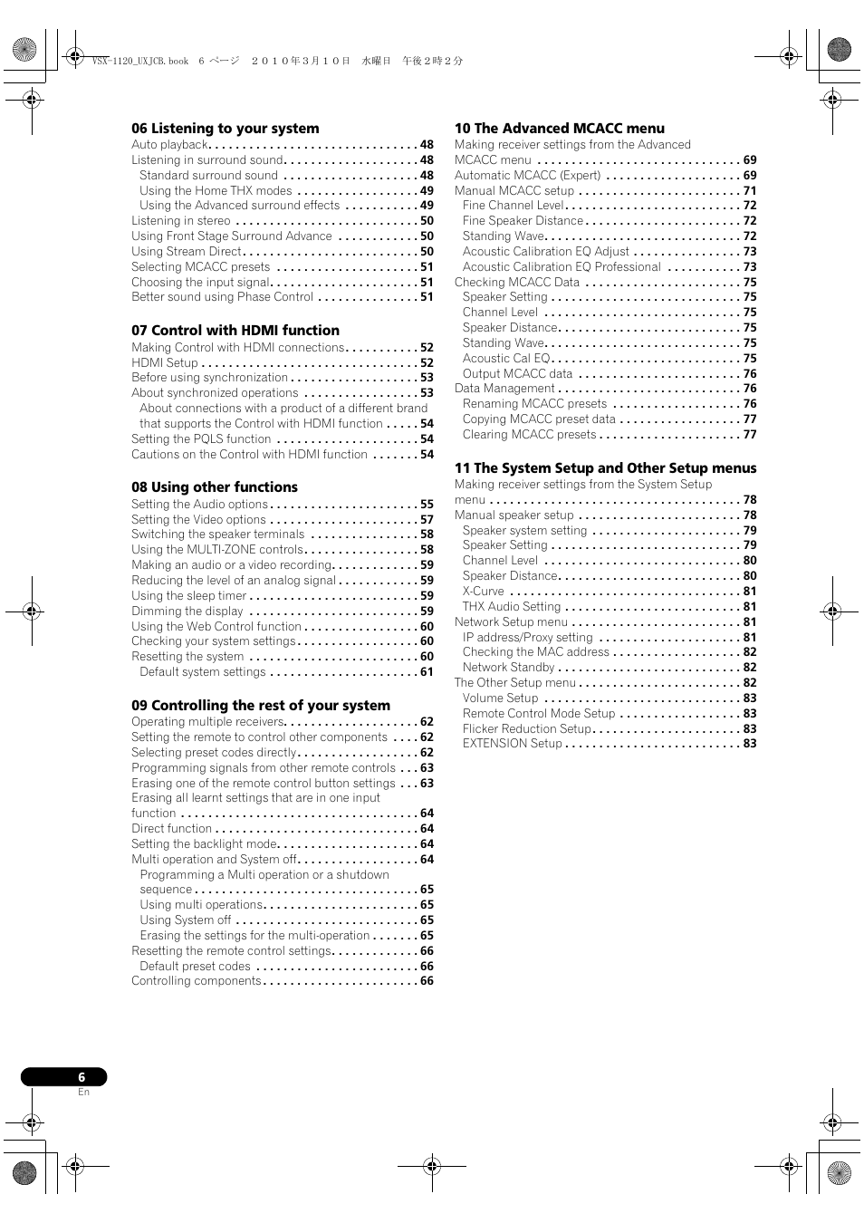 Pioneer VSX-1120-K User Manual | Page 6 / 108