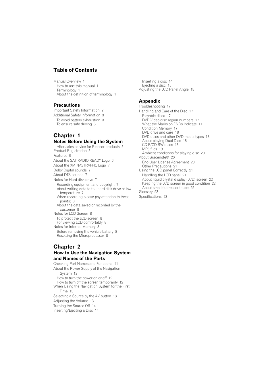 Pioneer HDD MULTIMEDIA AV NAVIGATION SERVER AVIC-Z1 User Manual | Page 2 / 27