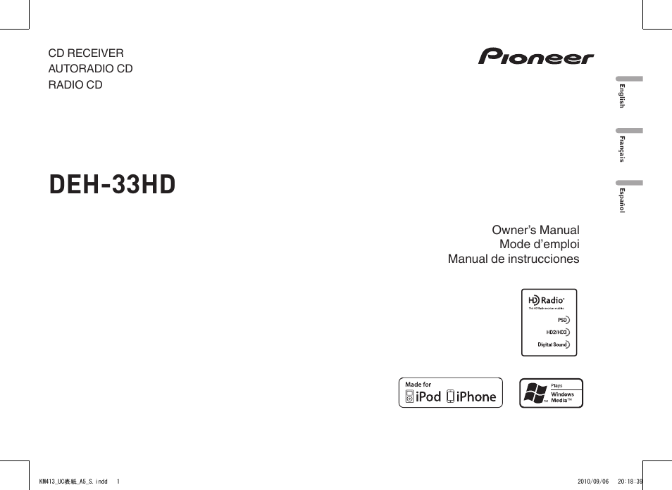 Pioneer DEH-33HD User Manual | 52 pages