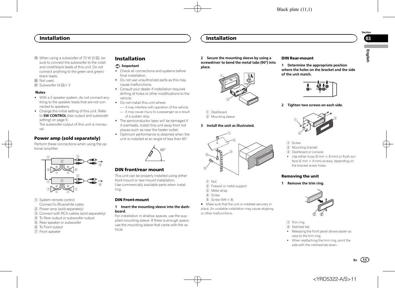 Installation, Installation 03 | Pioneer DEH-33HD User Manual | Page 11 / 52