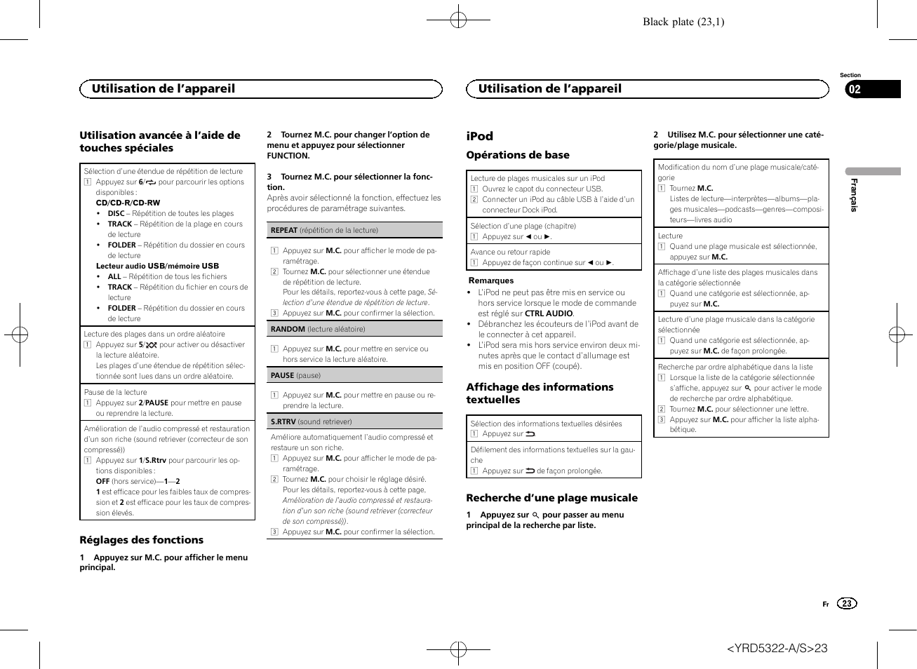 Ipod, Utilisation de l ’appareil 02, Utilisation de l ’appareil | Pioneer DEH-33HD User Manual | Page 23 / 52