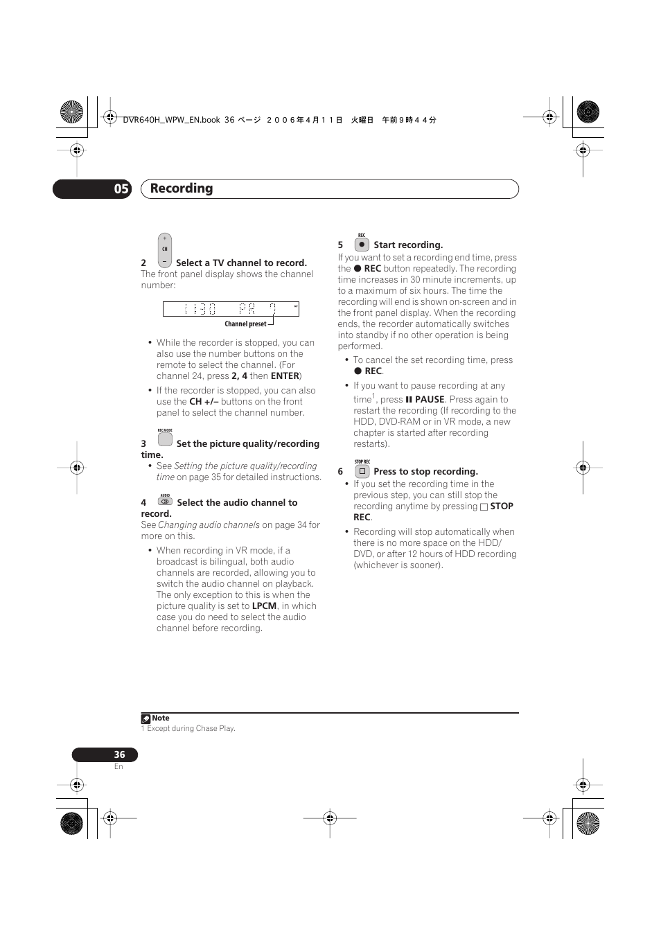 Recording 05 | Pioneer DVR-640H-S User Manual | Page 36 / 140