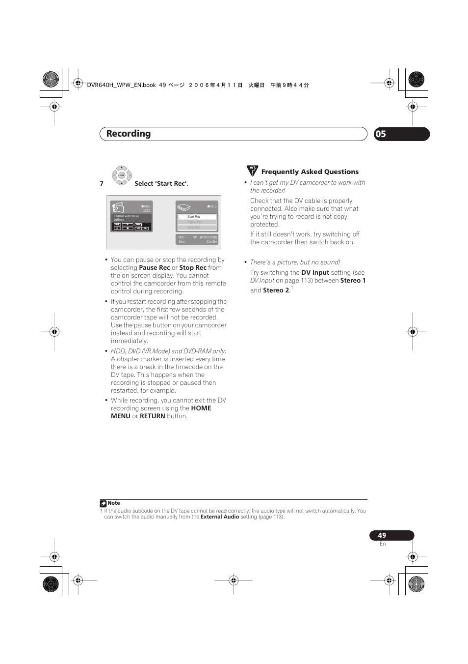 Recording 05 | Pioneer DVR-640H-S User Manual | Page 49 / 140