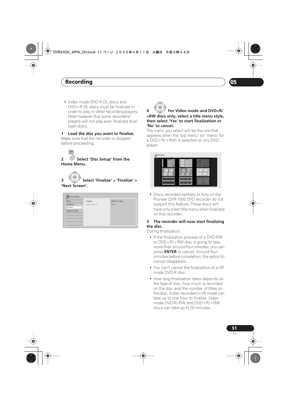 Recording 05 | Pioneer DVR-640H-S User Manual | Page 51 / 140