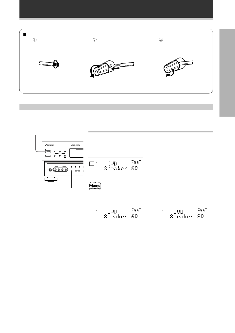 Prep ara tion, Speaker impedance, Connecting your equipment | 7 speaker terminals, Speakers w standby/on vsx-d938tx | Pioneer VSX-D908TX User Manual | Page 15 / 88