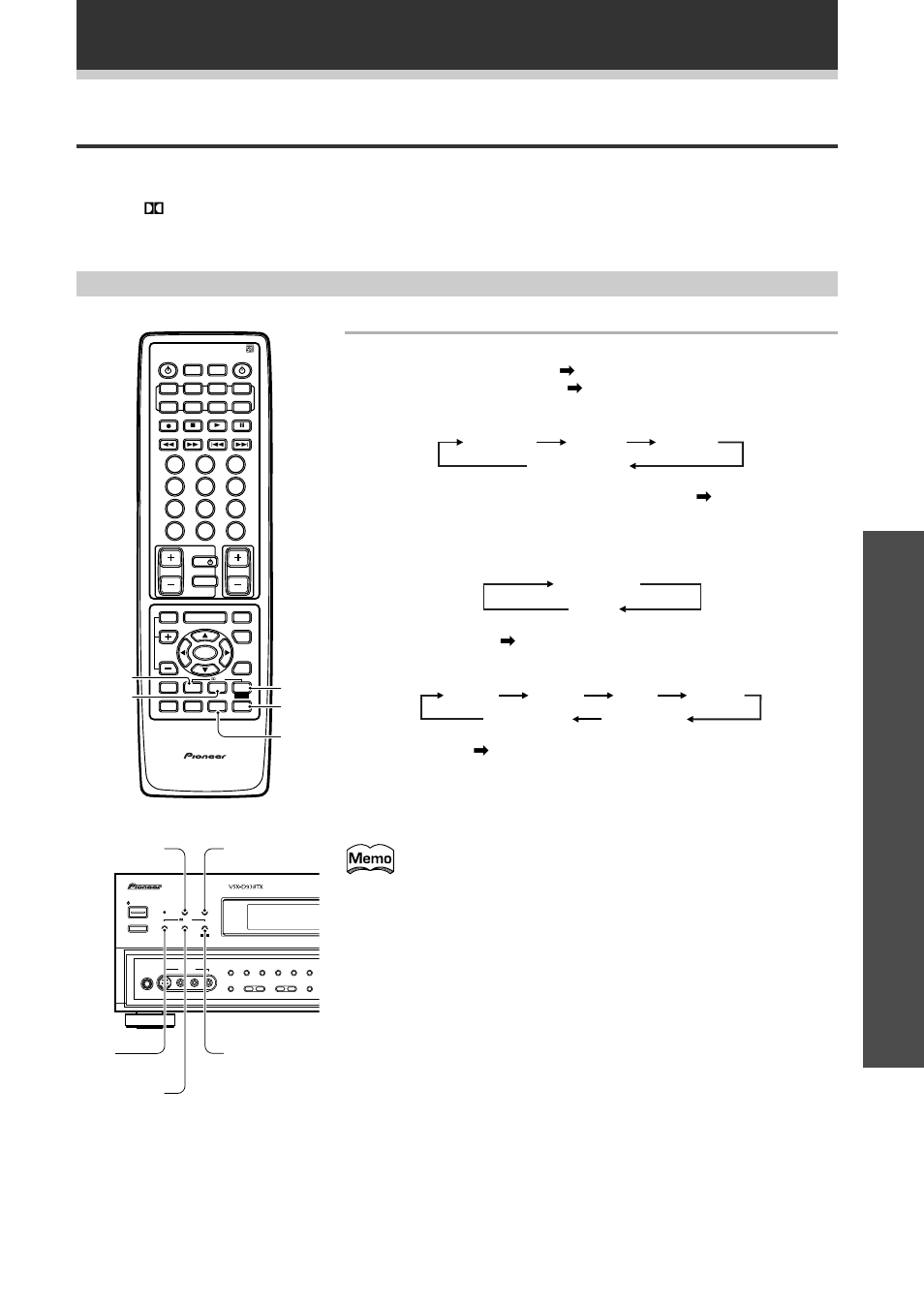Selecting a sound mode, Opera tion, Surrround operation | Basic playback, Select the sound mode, Vsx-d938tx dsp stereo standard advanced thx cinema | Pioneer VSX-D908TX User Manual | Page 41 / 88