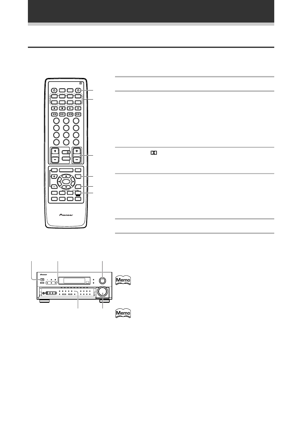 Playing sources with dolby digital or dts sound, Basic playback, Turn on the receiver | Play a source (for example, a dvd player), For more details, see “sound modes” p. 39-40.), Vsx-d938tx | Pioneer VSX-D908TX User Manual | Page 42 / 88