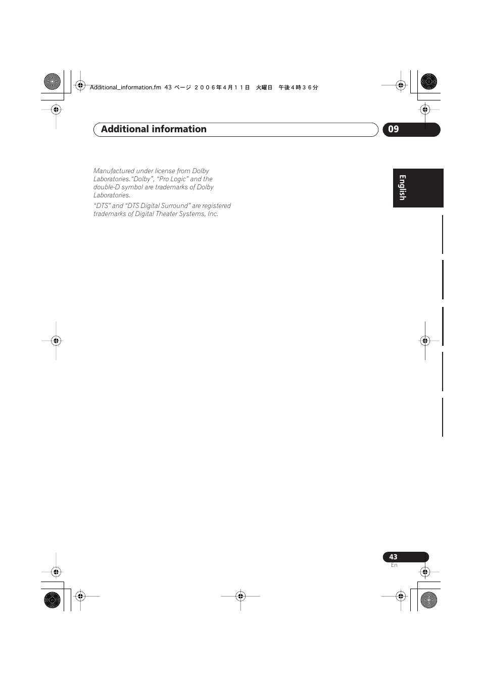 Additional information 09 | Pioneer XV-DV252 User Manual | Page 43 / 85