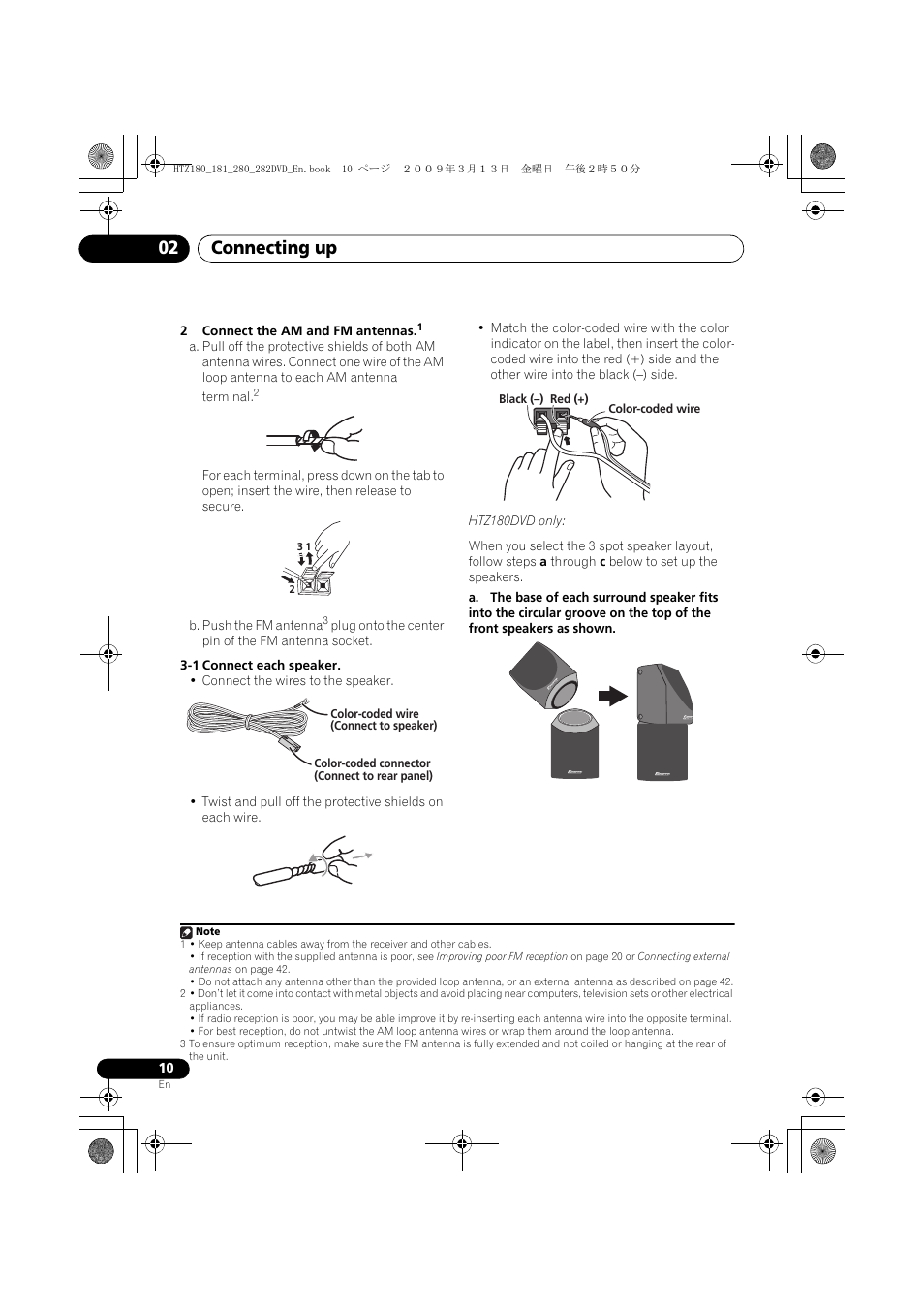 Connecting up 02 | Pioneer HTZ180DVD User Manual | Page 10 / 122