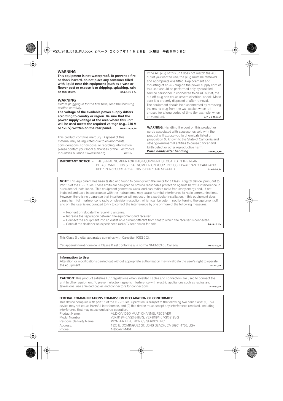 Pioneer XRB3089-A User Manual | Page 2 / 76