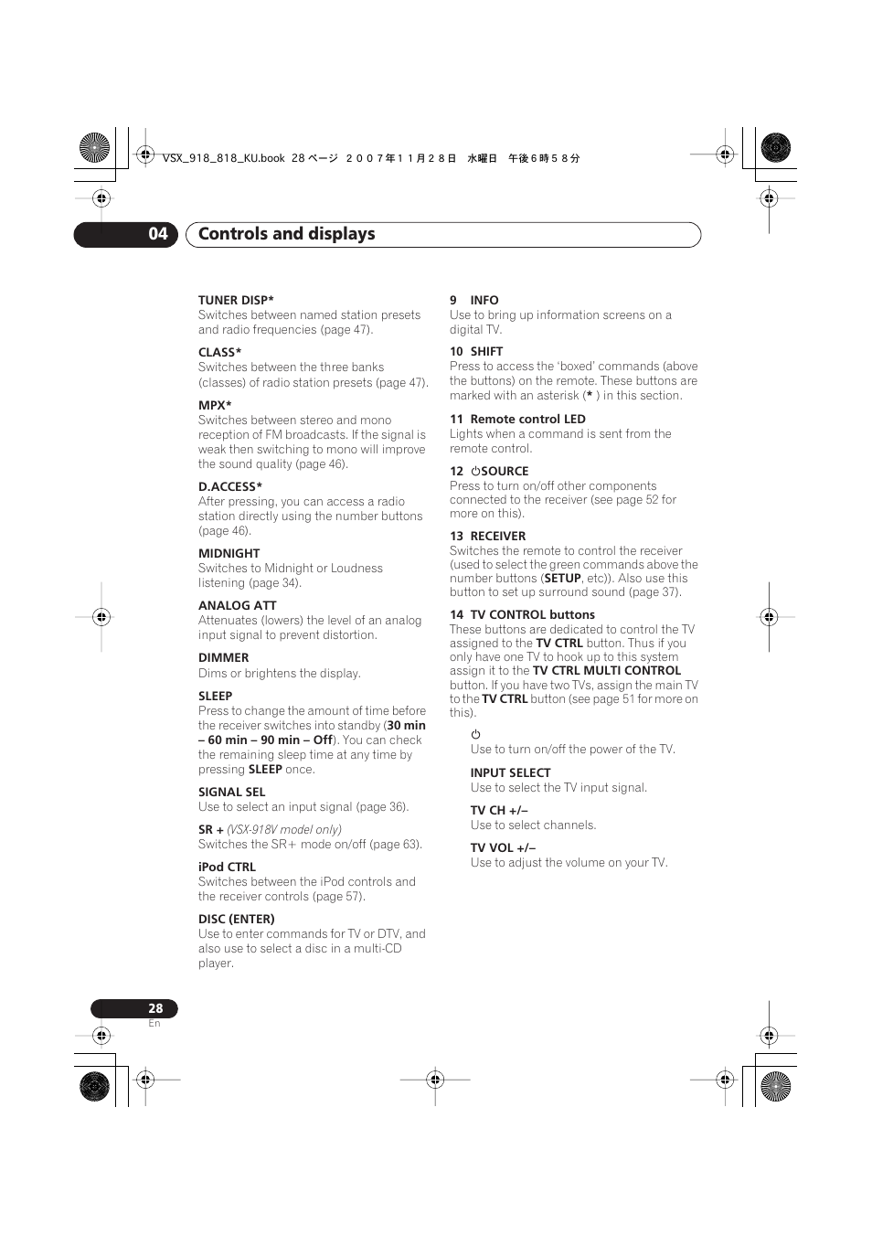 Controls and displays 04 | Pioneer XRB3089-A User Manual | Page 28 / 76