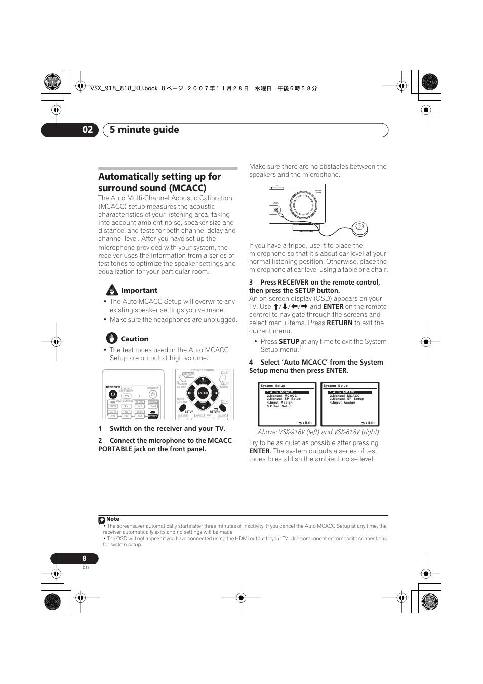 5 minute guide 02 | Pioneer XRB3089-A User Manual | Page 8 / 76