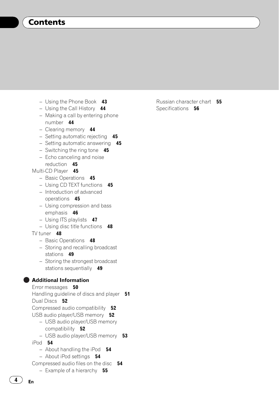 Pioneer DEH-P6000UB User Manual | Page 4 / 120