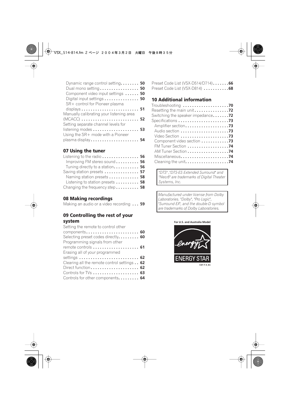 Pioneer VSX-D514 User Manual | Page 4 / 75