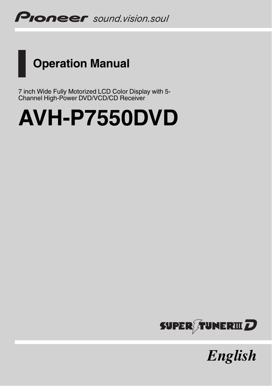 Pioneer AVH-P7550DVD User Manual | 104 pages