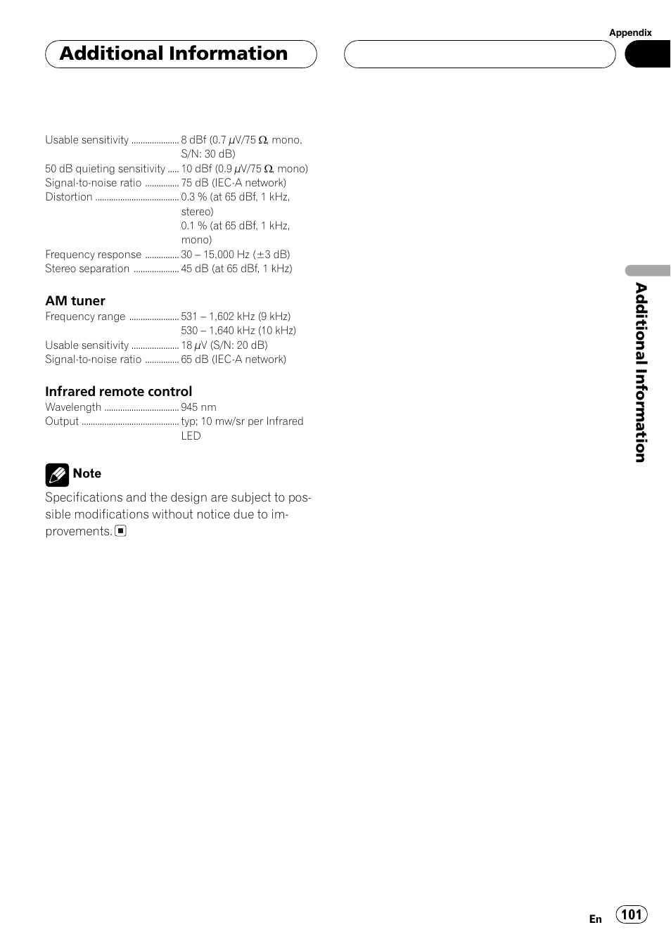 Additionalinformation | Pioneer AVH-P7550DVD User Manual | Page 101 / 104