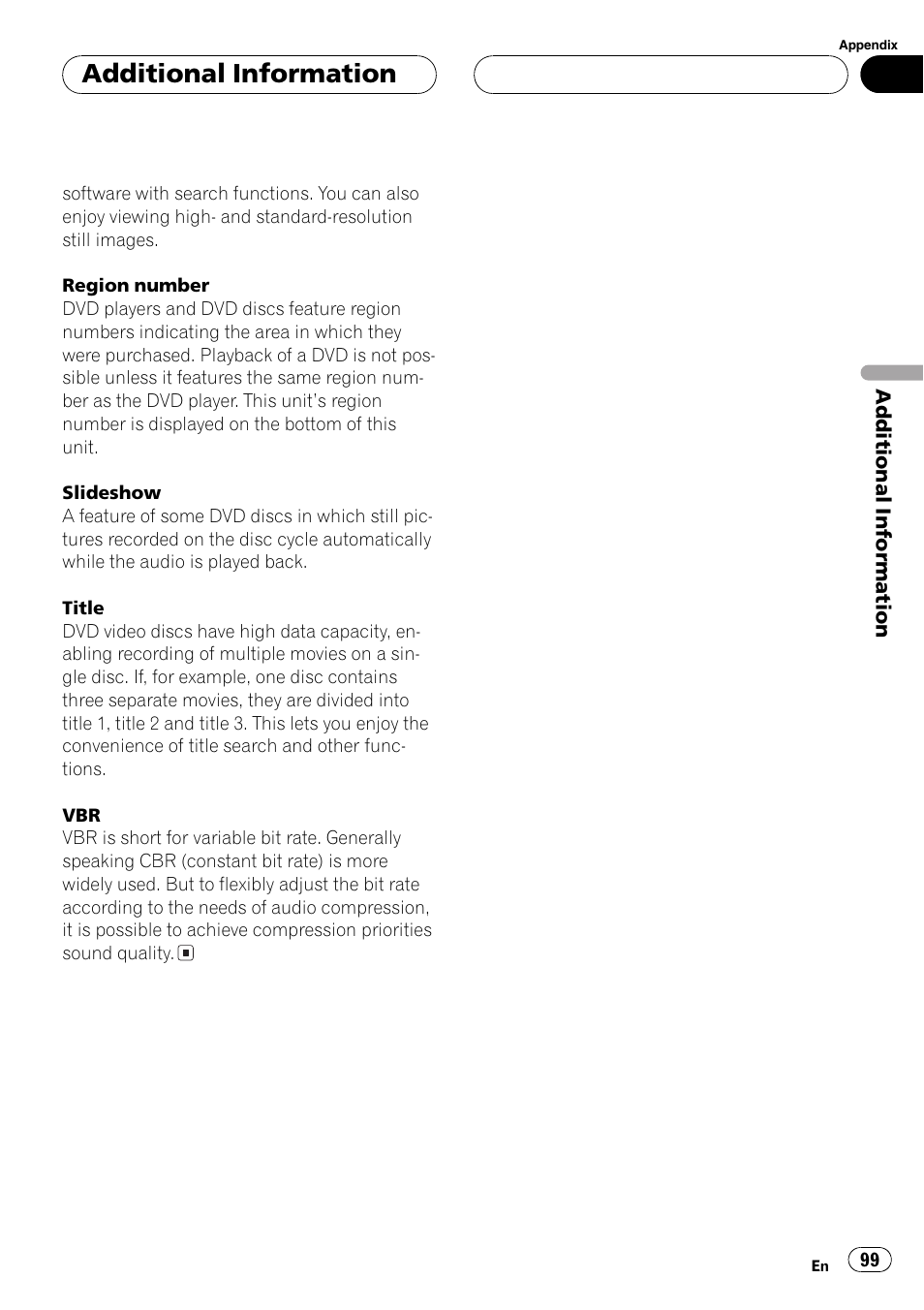 Additionalinformation | Pioneer AVH-P7550DVD User Manual | Page 99 / 104