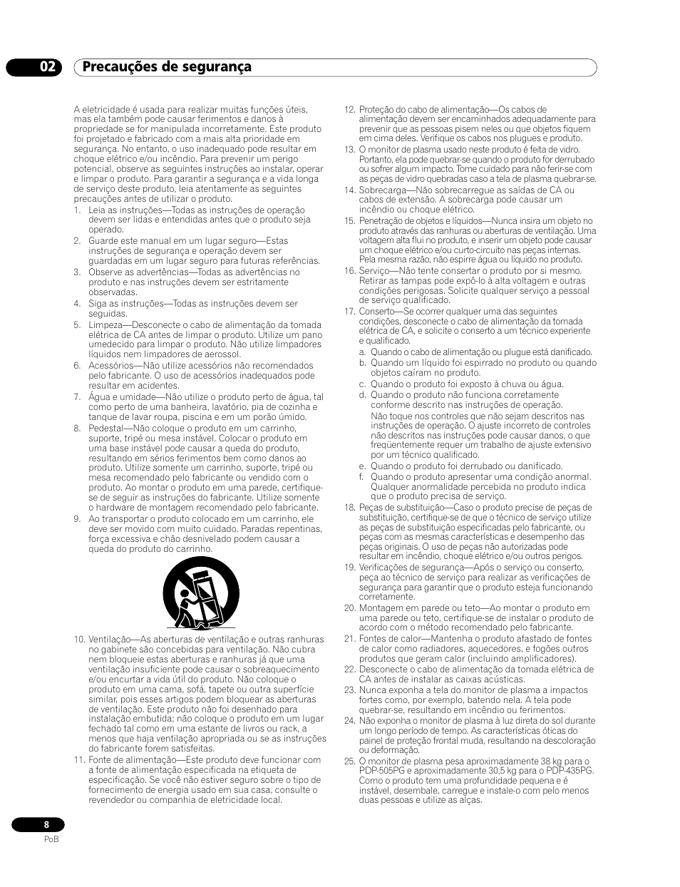 02 precauções de segurança | Pioneer PDP-435HDG User Manual | Page 140 / 265