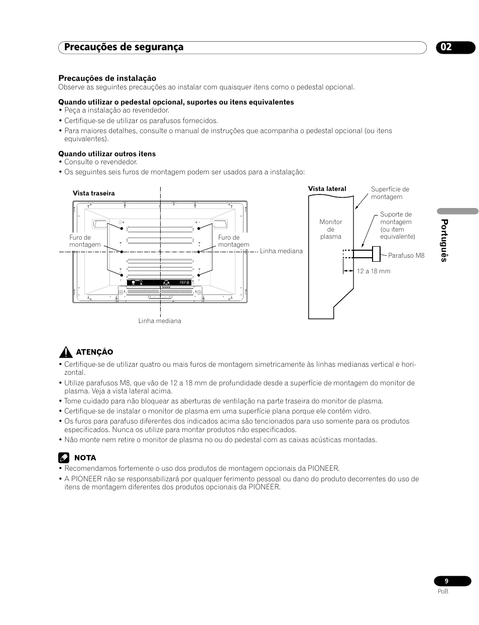 02 precauções de segurança | Pioneer PDP-435HDG User Manual | Page 141 / 265