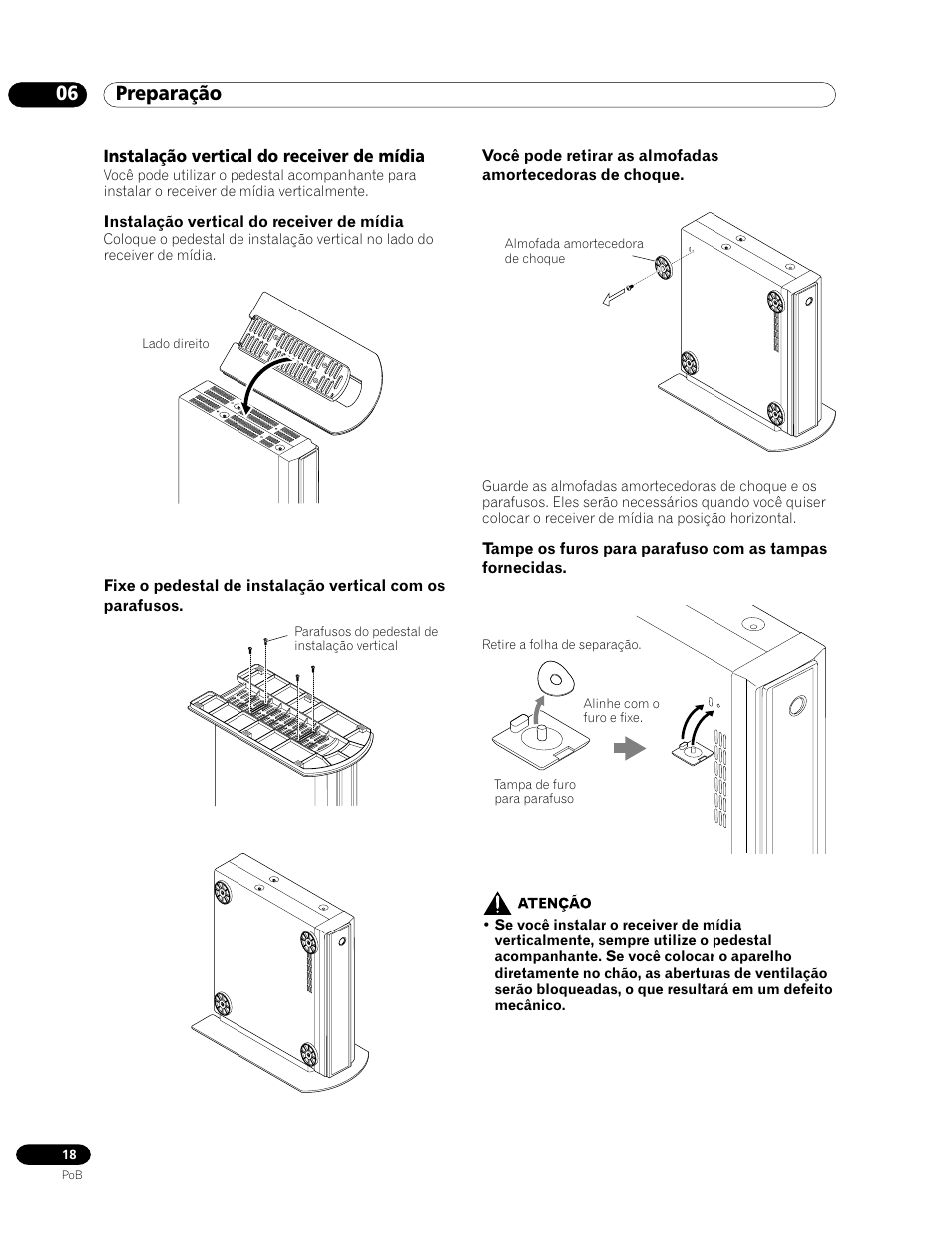 Instalação vertical do receiver de mídia, 06 preparação | Pioneer PDP-435HDG User Manual | Page 150 / 265