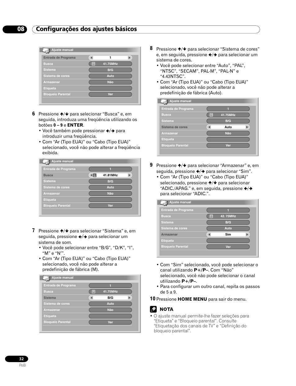 08 configurações dos ajustes básicos | Pioneer PDP-435HDG User Manual | Page 164 / 265