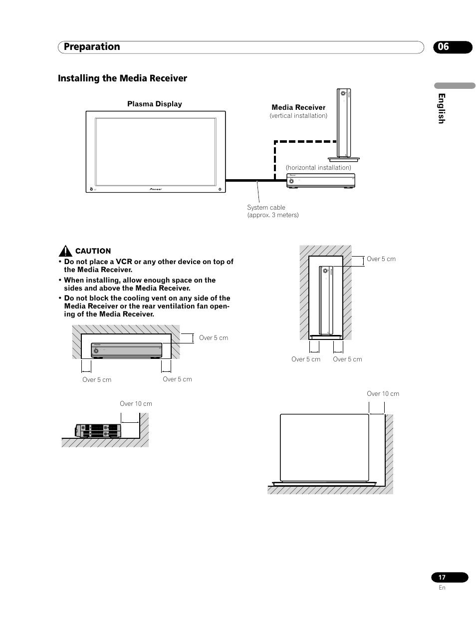 Installing the media receiver, 06 preparation | Pioneer PDP-435HDG User Manual | Page 17 / 265