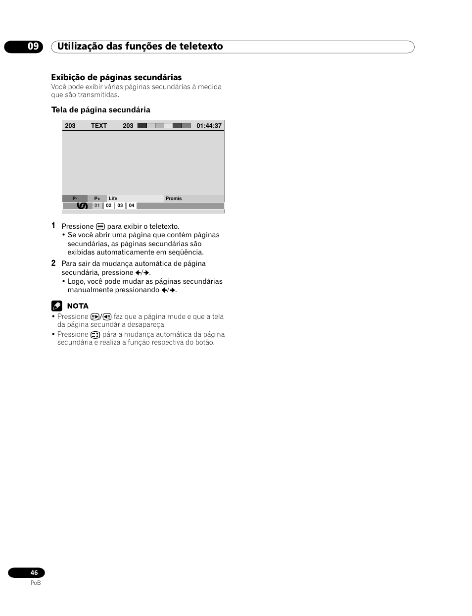 09 utilização das funções de teletexto, Exibição de páginas secundárias | Pioneer PDP-435HDG User Manual | Page 178 / 265