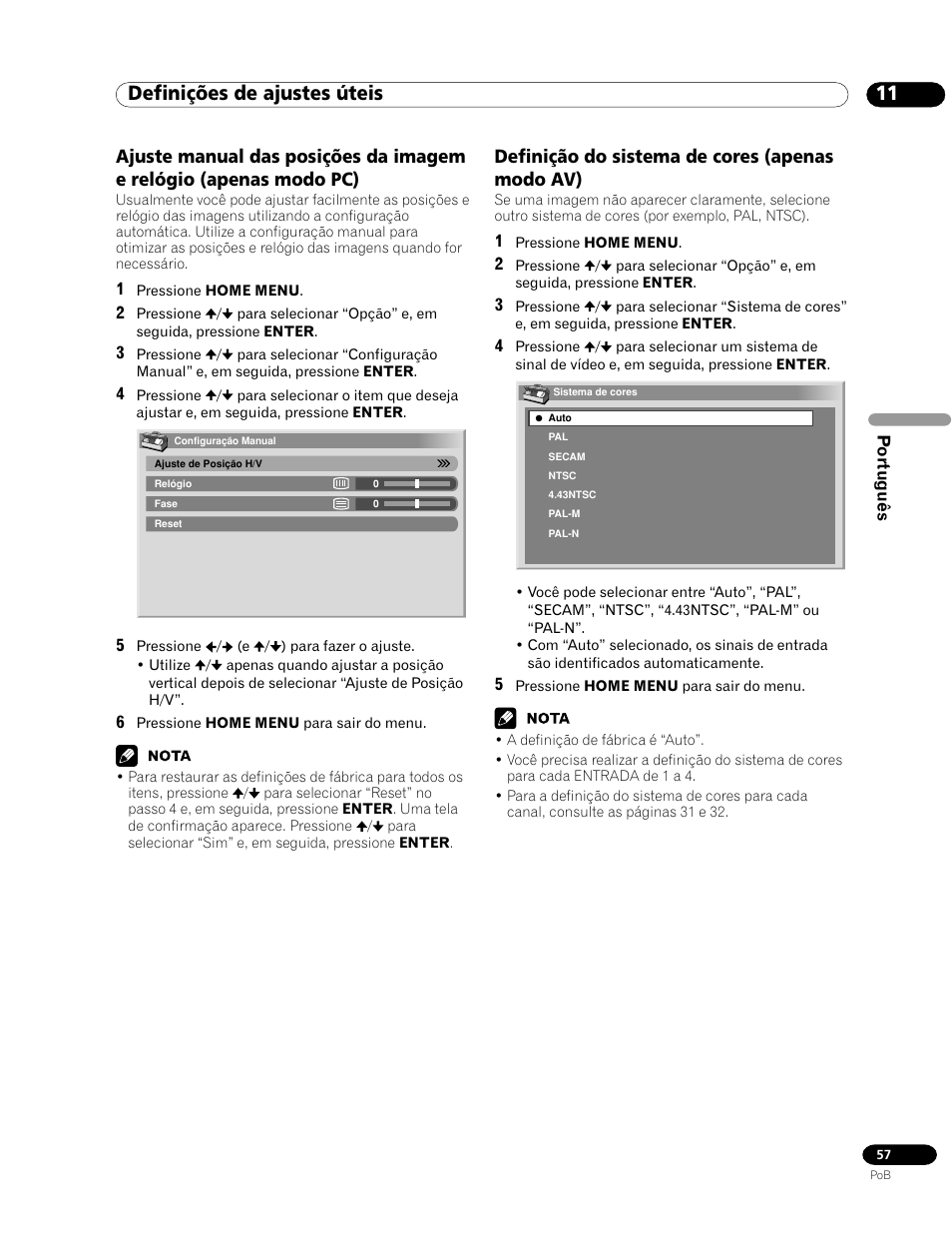 11 definições de ajustes úteis, Definição do sistema de cores (apenas modo av) | Pioneer PDP-435HDG User Manual | Page 189 / 265