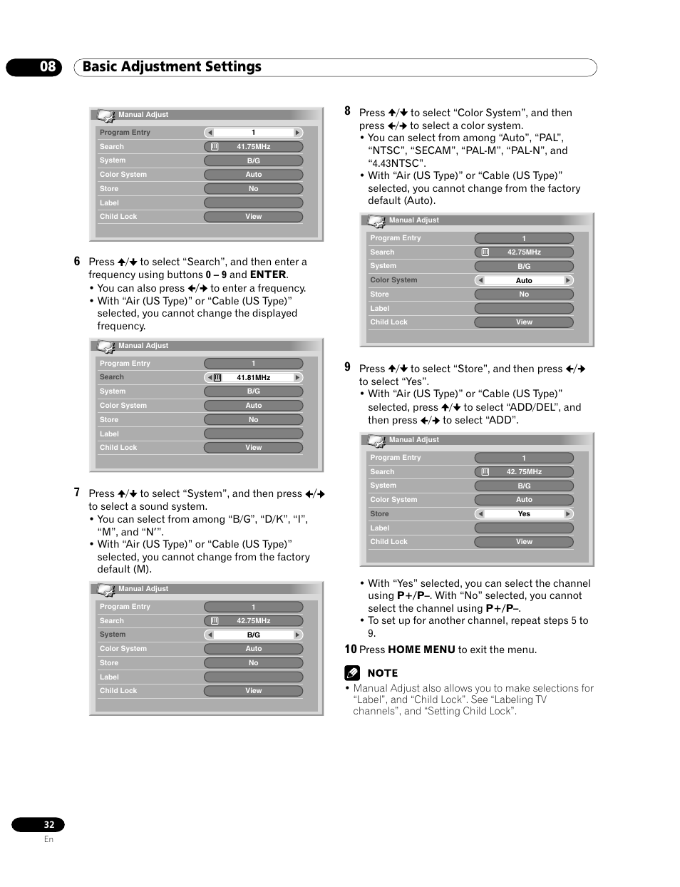 08 basic adjustment settings | Pioneer PDP-435HDG User Manual | Page 32 / 265