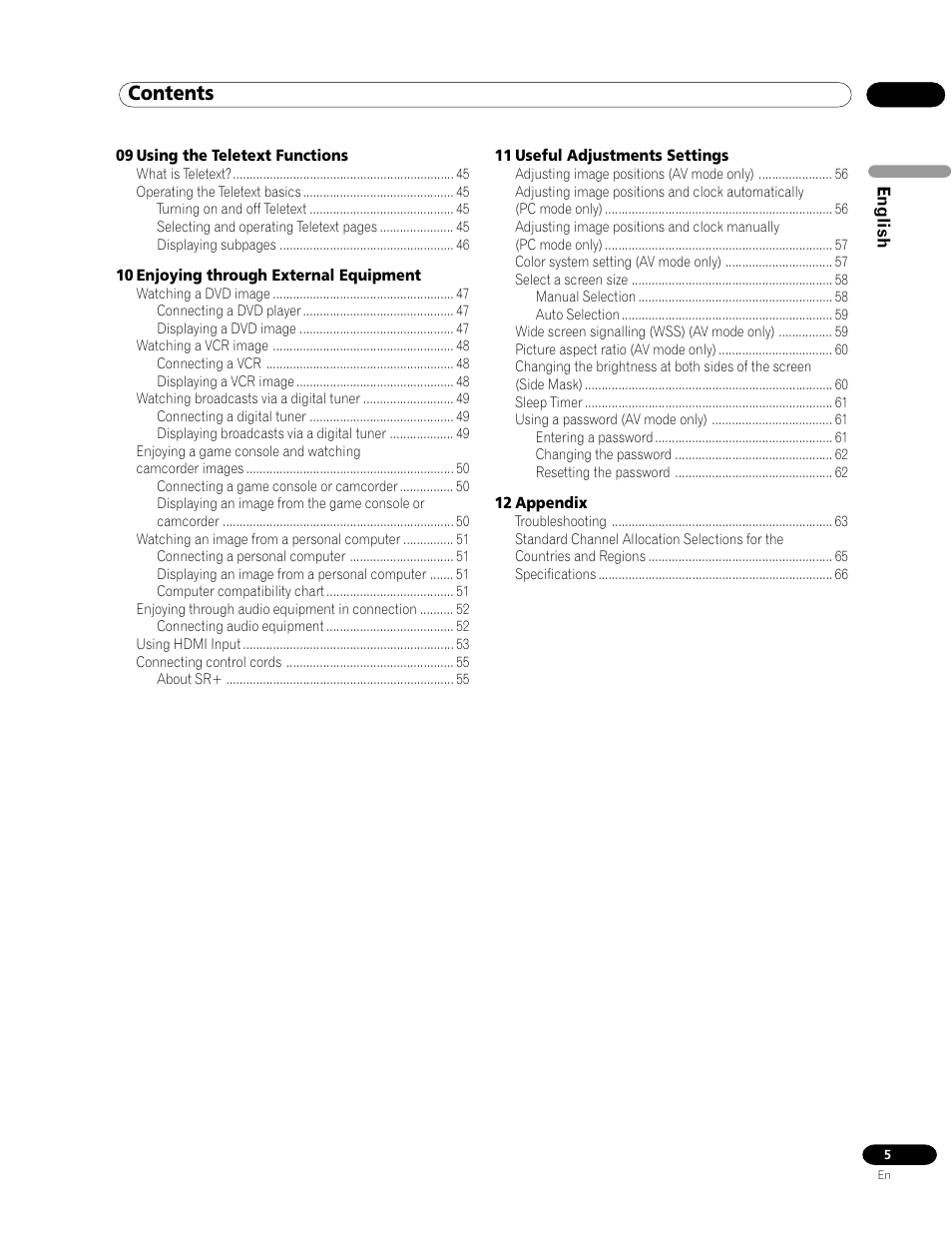 Pioneer PDP-435HDG User Manual | Page 5 / 265