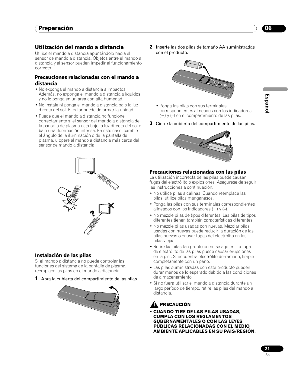 Utilización del mando a distancia, 06 preparación | Pioneer PDP-435HDG User Manual | Page 87 / 265