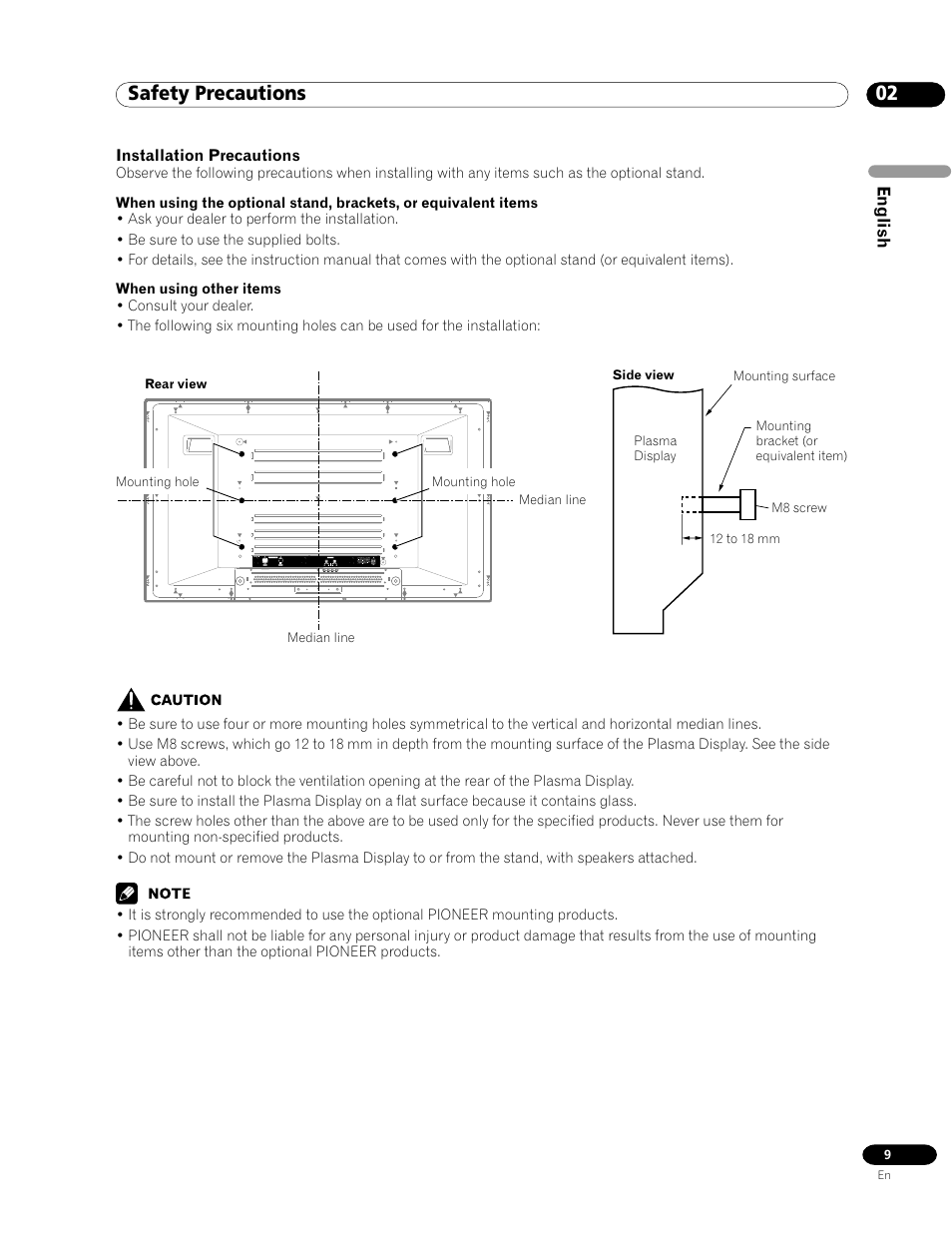 02 safety precautions | Pioneer PDP-435HDG User Manual | Page 9 / 265