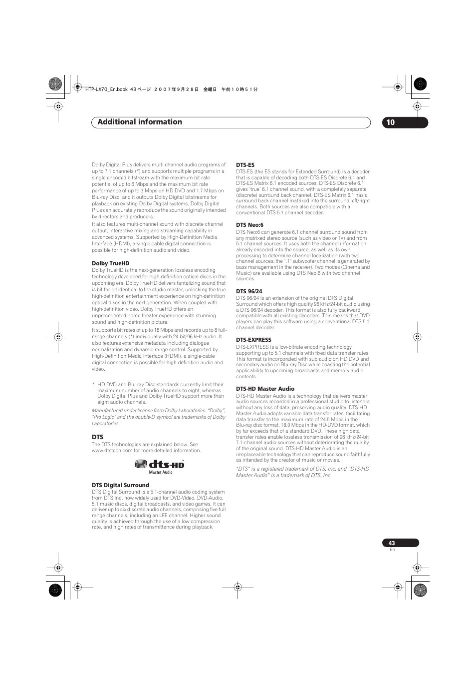 Additional information 10 | Pioneer AS-LX70 User Manual | Page 43 / 94