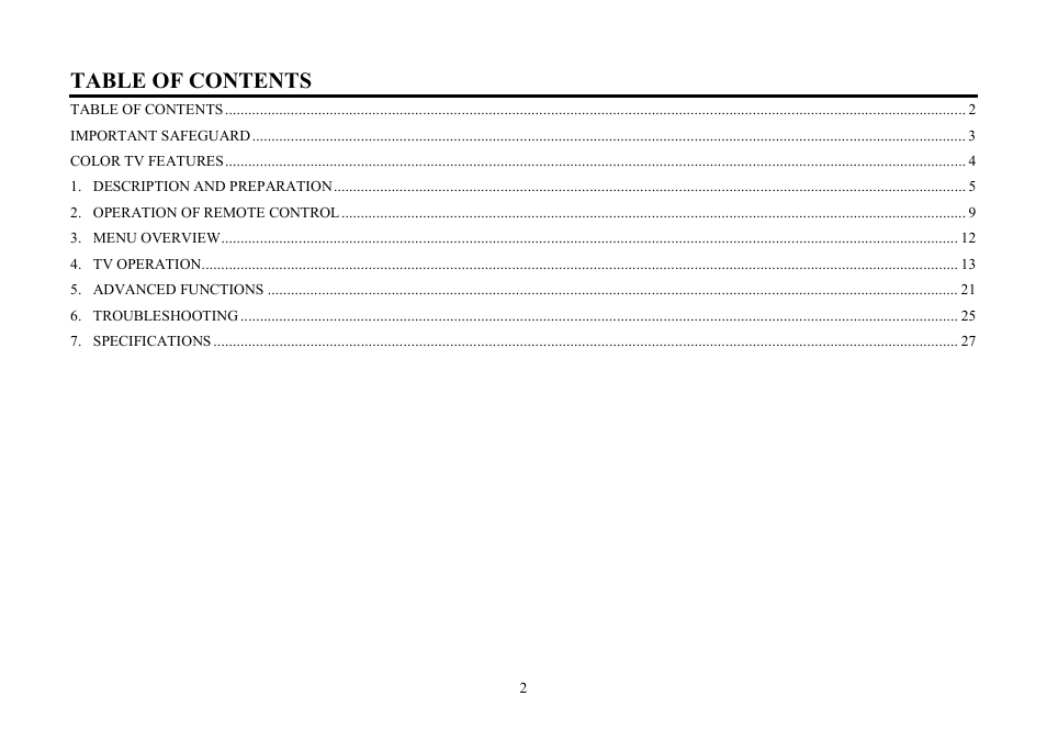 Hyundai H-TV2506PF User Manual | Page 2 / 55