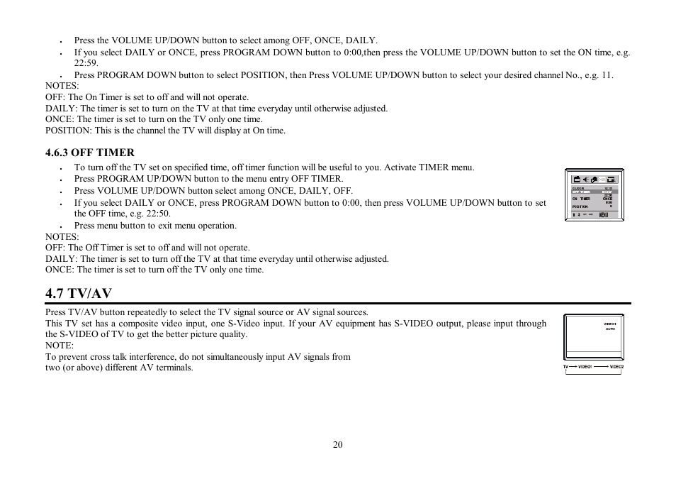 7 tv/av, 3 off timer | Hyundai H-TV2506PF User Manual | Page 20 / 55