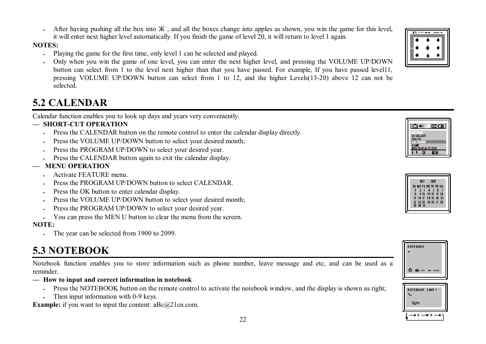 2 calendar | Hyundai H-TV2506PF User Manual | Page 22 / 55