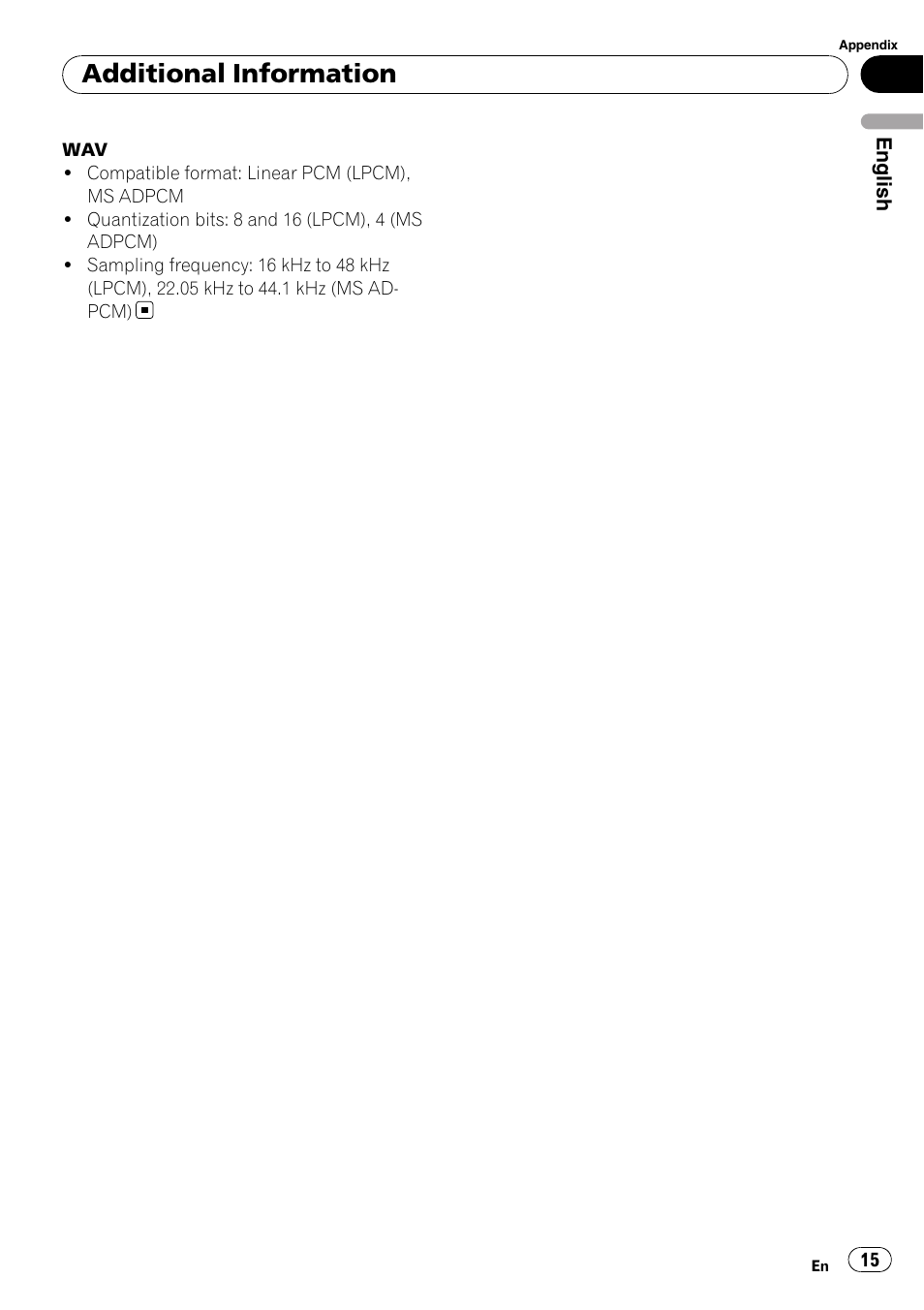 Additional information | Pioneer DEH-2050MPG User Manual | Page 15 / 76