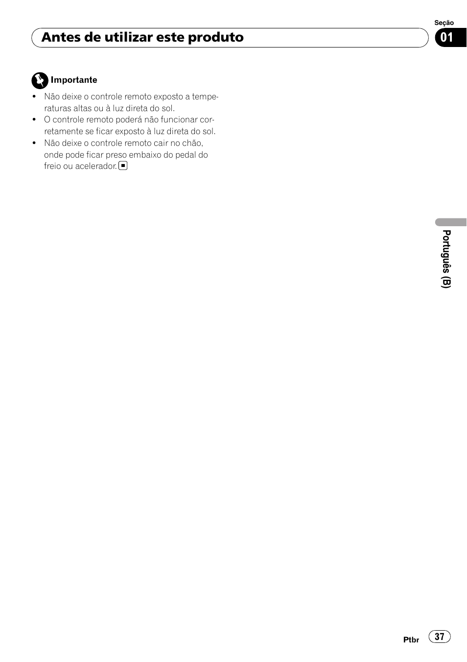 Antes de utilizar este produto | Pioneer DEH-2050MPG User Manual | Page 37 / 76