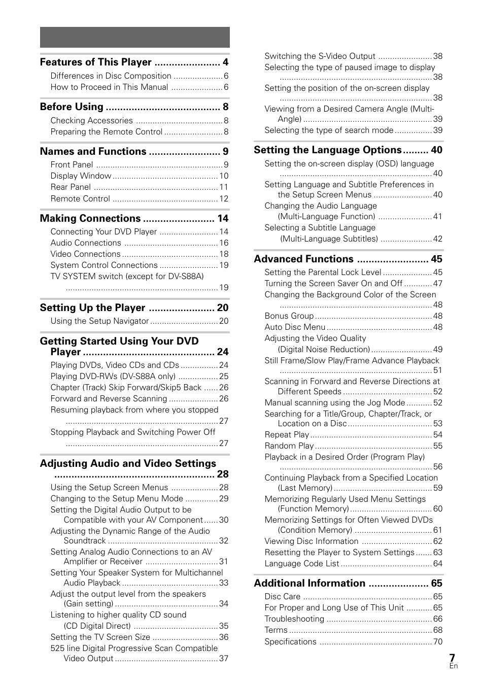 Pioneer DV-S88A User Manual | Page 7 / 72