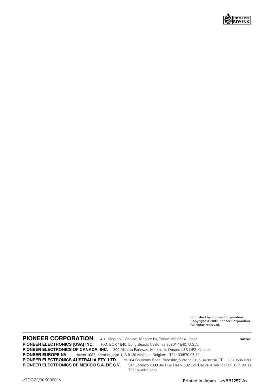 Pioneer corporation | Pioneer DV-S88A User Manual | Page 72 / 72
